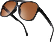 Polarized Black Frame Brown Lens / 60 Millimeters | B09G9564KF | FEISEDY Vintage Retro 70s Plastic Aviator Sunglasses Women Men Classic Large Squared Frame B2751