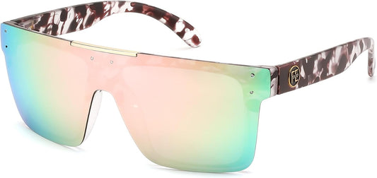 Champagne Powder Mirrors / 72 Millimeters | B0DRG5S6XF | FEISEDY Polarized Sunglasses for Men, Z87 Oversized Square Flat Top B2990