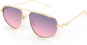 003 Gold Frame/Gray Pink Lens / 55 Millimeters | B09XDWRQ5X | FEISEDY Retro Trendy Aviator Sunglasses Women Men 90s Small Vintage Glasses Stylish Gold Metal Oval Sunglasses B2906