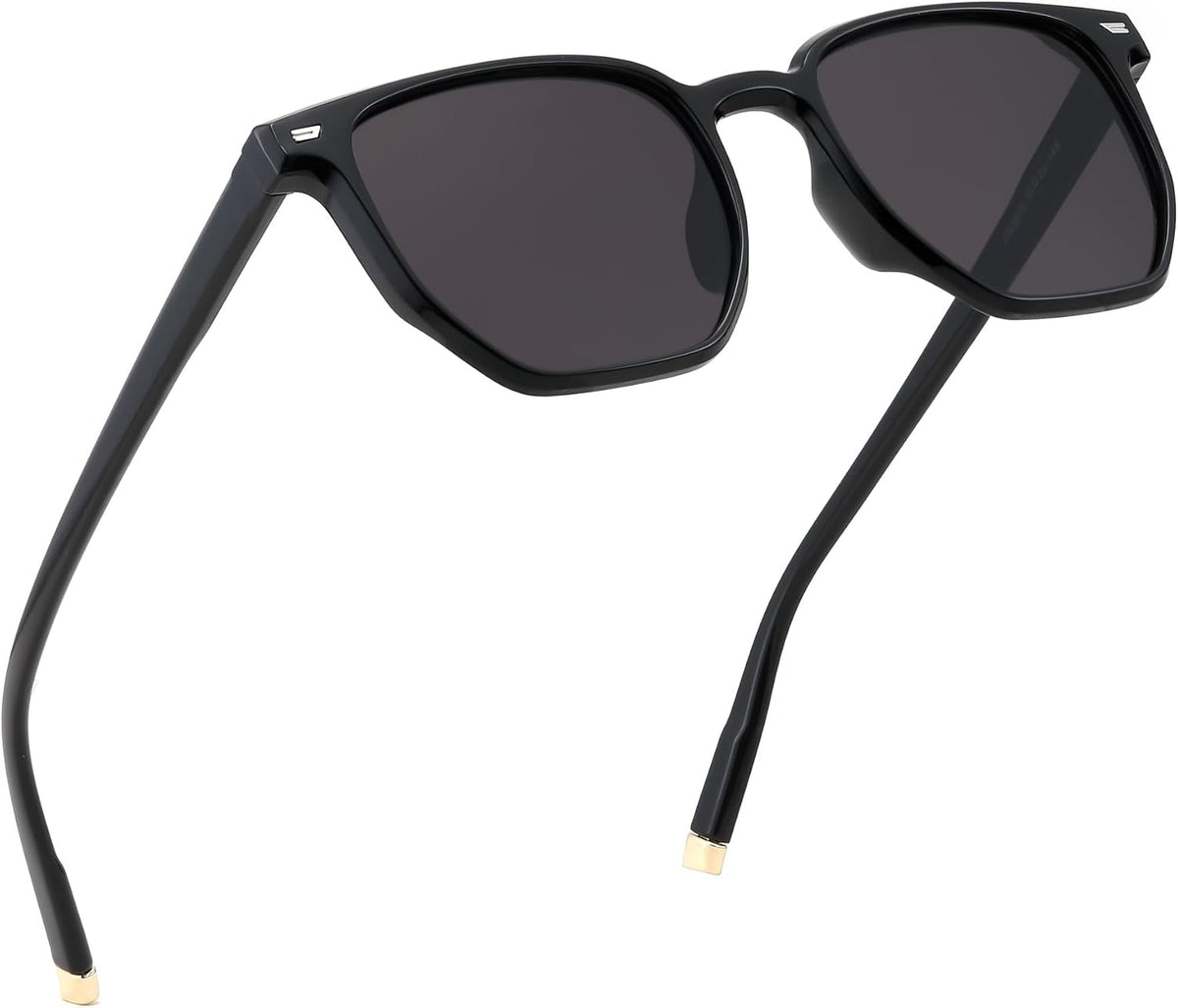 Black/Black / 52 Millimeters | B0F59LJ1GC | FEISEDY Retro Square Sunglasses Women Men Trendy Rectangle Shades Vintage Sun Glasses B0274