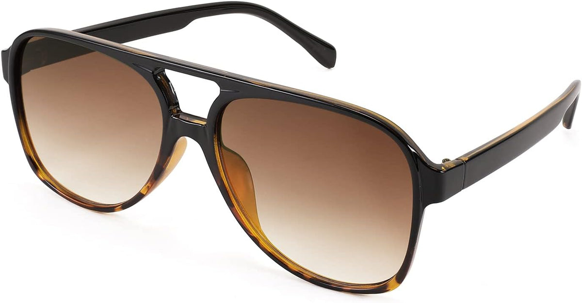 Black-leopard / 60 Millimeters | B092MC61YJ | FEISEDY Vintage Retro 70s Plastic Aviator Sunglasses Women Men Classic Large Squared Frame B2751