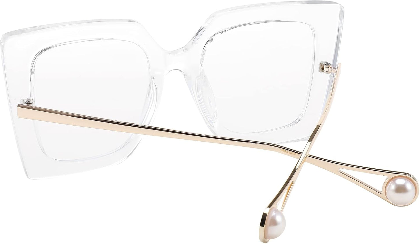 商品图片 52 | B08DF5QRXC | FEISEDY Oversized Square Blue Light Blocking Glasses Eye Strain Glare Pearl Inlay Arm Cat Eye Fashion Eyewear B2639