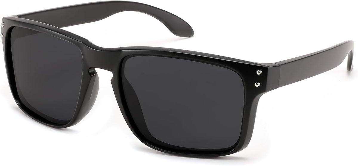 Polarized Gray Lenses With Black Temples 001 / 54 Millimeters | B0CS6JP315 | FEISEDY Men Sunglasses Polarized,Square Vintage Cycling Running Fishing Golf Hiking Sports Sun Glasses B0080