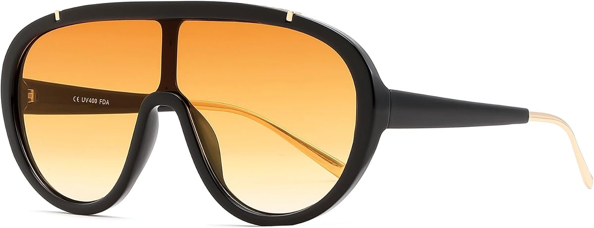 Gradient Orange / 65 Millimeters | B0FX443JLP | FEISEDY Retro Oversized Sunglasses Women Men One Piece Frame B2580