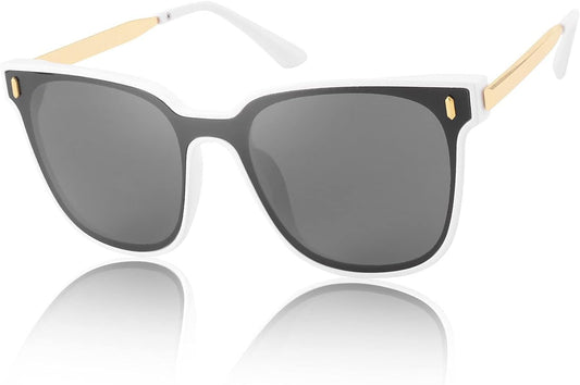 White and Black / 53 Millimeters | B09B3G7YTJ | FEISEDY Women Fashion Round Sunglasses Square Trendy Classic Chic Shades UV400 B2797