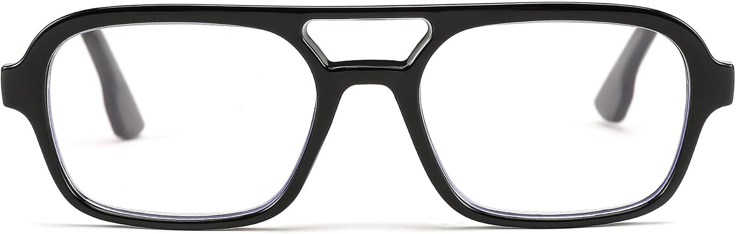 商品图片 2 | B0C65DXFMC | FEISEDY Retro Square Blue Light Blocking Reading Glasses for Women Men 70s Flat Aviator Glasses Anti-Fatigue Reader B2993