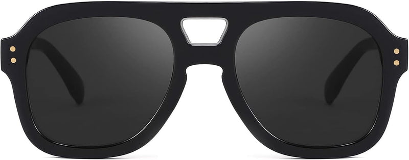 Black Frame & Gray Lens / 53 Millimeters | B09KTYDYXV | FEISEDY Aviator Sunglasses For Women Men Square Chunky Trendy Eyewear B2846