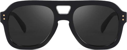 Black Frame & Gray Lens / 53 Millimeters | B09KTYDYXV | FEISEDY Aviator Sunglasses For Women Men Square Chunky Trendy Eyewear B2846