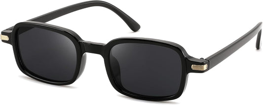 Black Frame Grey Lens / 42 Millimeters | B0H1B4T6DT | FEISEDY Trendy Rectangle Sunglasses Womens Mens Narrow Square Shades B0449
