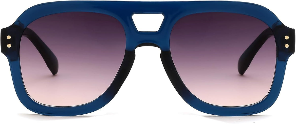 Blue Frame & Blue Pink Lens / 53 Millimeters | B0GXPBTJKQ | FEISEDY Aviator Sunglasses For Women Men Square Chunky Trendy Eyewear B2846