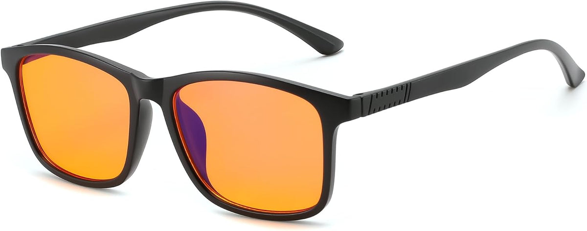 Black Frame-orange Lens / 55 Millimeters | B0HCNXKJ33 | FEISEDY Classic Blue Light Blocking Glasses for Woman Men B0488