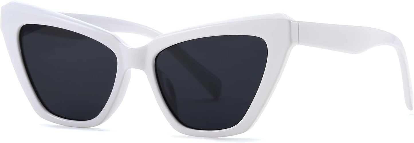 White / 54 Millimeters | B0CYZ9LMP7 | FEISEDY Retro Cat Eye Sunglasses for Women UV400 Protection Small Vintage Chic Shades B0132
