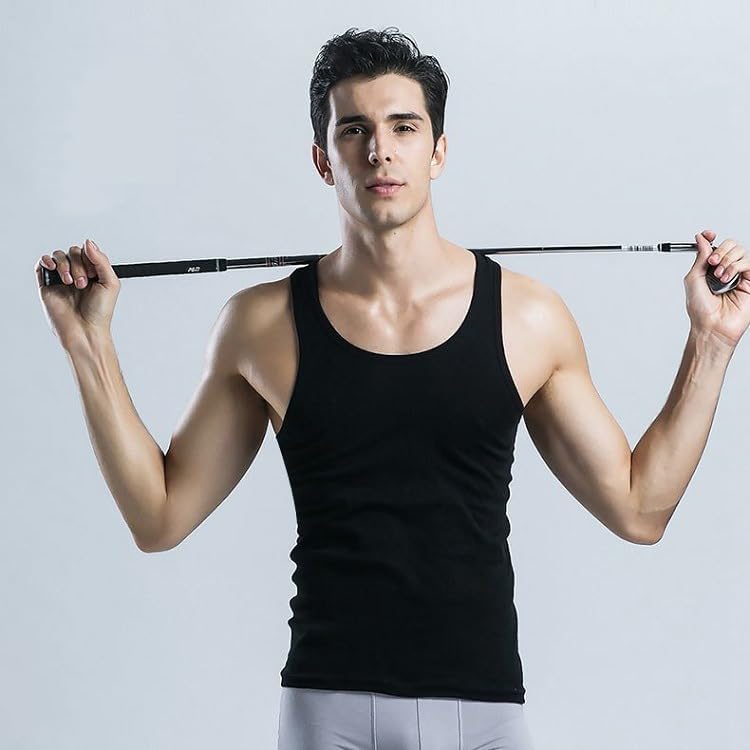 Medium-Large / Black | B0FR8ZC9TH | 2Pcs Men's Lightweight Tank Undershirts