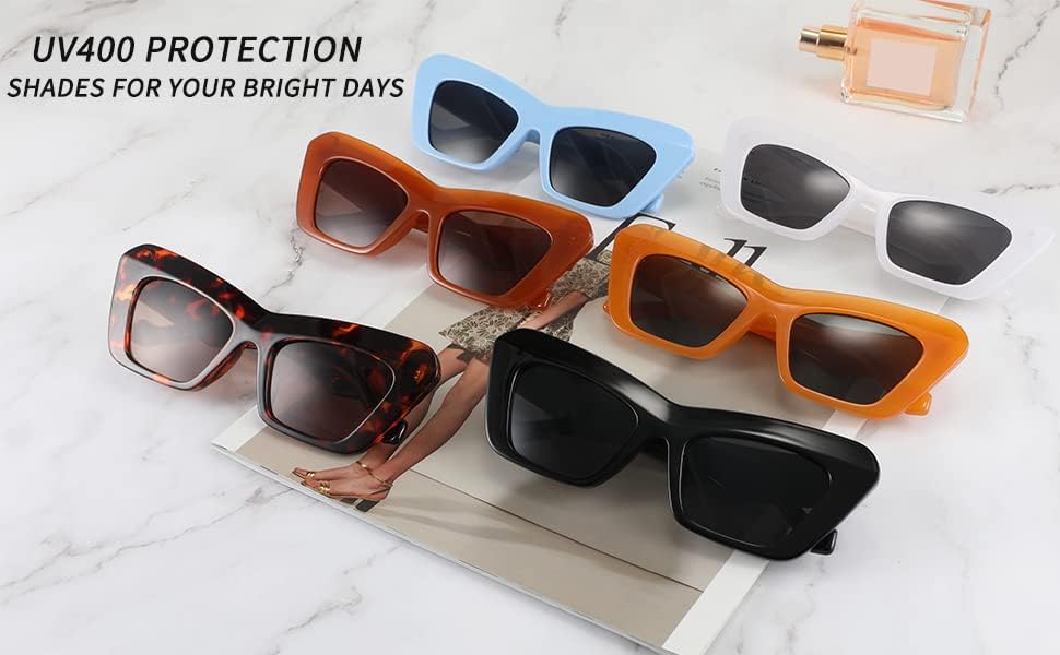 商品图片 4 | B09TFBWQ5G | FEISEDY Retro Square Cat Eye Sunglasses Jelly Colored Women Men 90s B2902