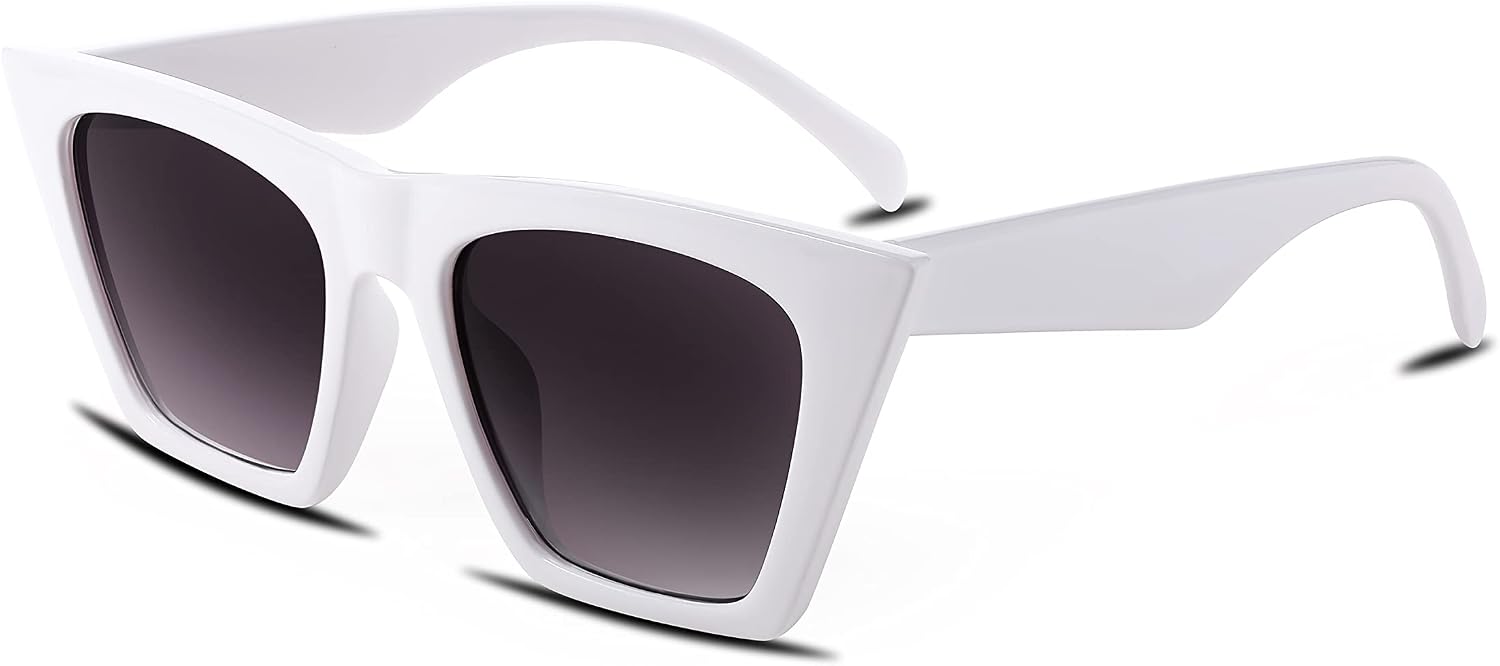 White / 52 Millimeters | B07RHR2FJY | FEISEDY Vintage Square Cat Eye Sunglasses Women Trendy Cateye Sunglasses B2473