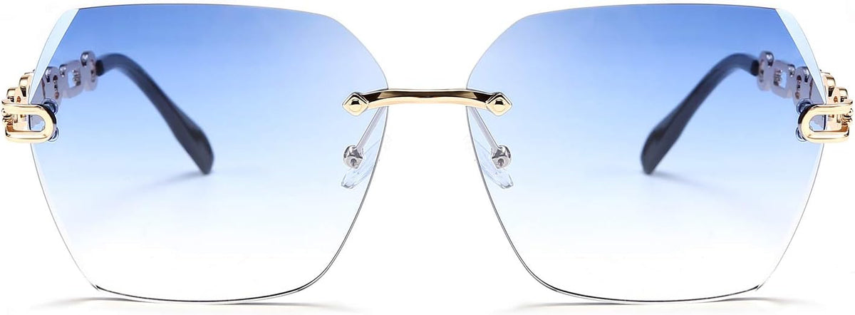 ÉÌƷͼƬ 24 | B083VRLS2Q | FEISEDY Classic Rimless Sunglasses Women Metal Frame Diamond Cutting Lens Sun Glasses B2567