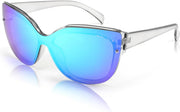006 Transparent Grey Frame/Blue Mirror Lens / 66 Millimeters | B09LTX5QGW | FEISEDY Cat Eye Sunglasses Polarized for Women Men£¬Rimless Mirrored Sunglasses, Oversized, Trendy Retro Sun Glasses B2796