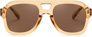 Brown Transparent Frame/Brown Lens / 53 Millimeters | B0D545JSXP | FEISEDY Aviator Sunglasses For Women Men Square Chunky Trendy Eyewear B2846