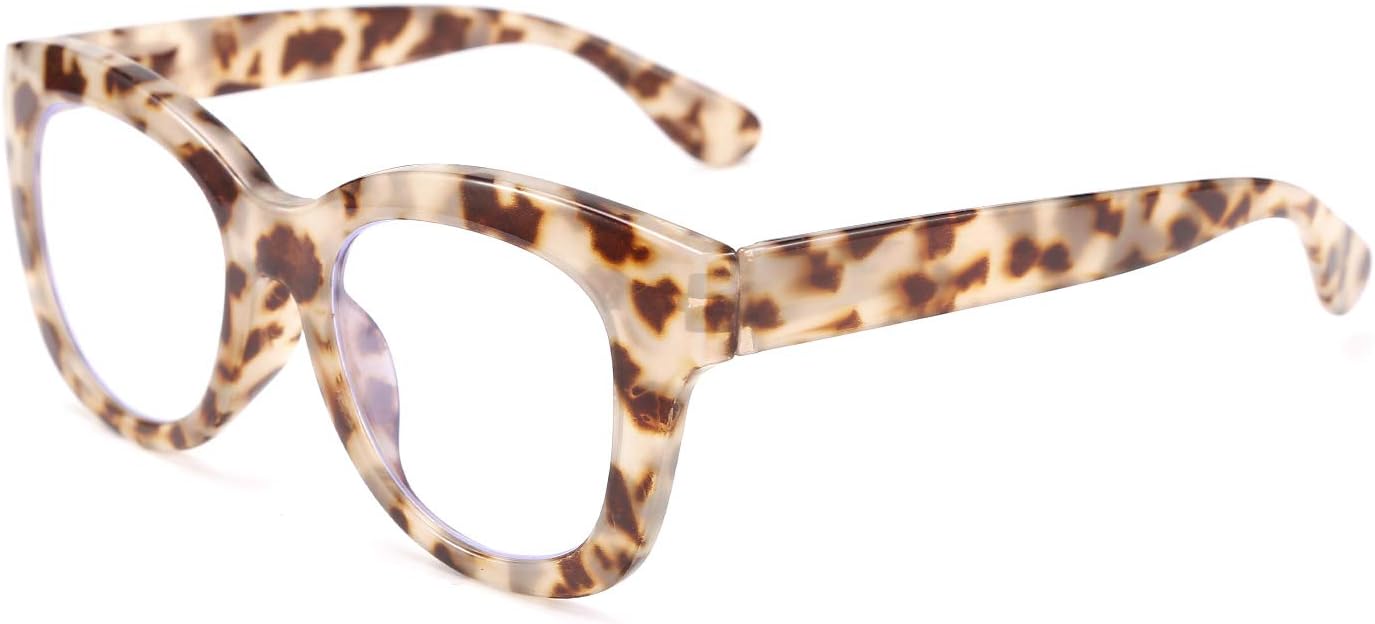 Grey Leopard / 2.0 x | B082SW9Q34 | FEISEDY Retro Reading Glasses Thick Square Big Frame Blue Light Blocking Lens Anti Glare Digital Eyestrain B2534