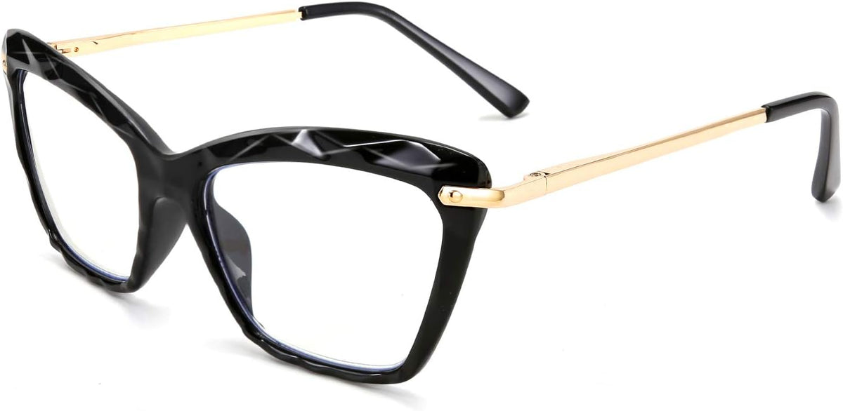 Black / 1.0 x | B088WR37VY | FEISEDY Crystal Cat Eye Reading Glasses Blue Light Blocking Reader Anti Eyestrain Glasses B2596 Champagne 1.75x