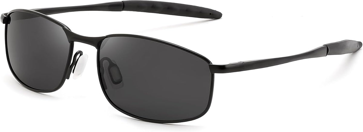 Black / 58 Millimeters | B0GLFSZ4WW | FEISEDY Rectangle Polarized Square Sunglasses for Men Women B2444