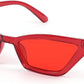 Transparent Red / Red Lens / 53 Millimeters | B079KZGDGK | FEISEDY Small Cat Eye Sunglasses Vintage Square Shade Women Eyewear B2291