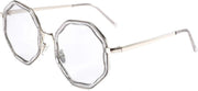 Transparent Grey Frame Light Grey Lens / 51 Millimeters | B0819YQL6C | FEISEDY Fashion Design Polygon Sunglasses Women Chic Geometric Retro Shade B2542
