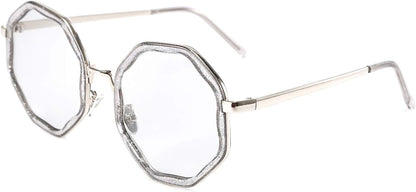 Transparent Grey Frame Light Grey Lens / 51 Millimeters | B0819YQL6C | FEISEDY Fashion Design Polygon Sunglasses Women Chic Geometric Retro Shade B2542