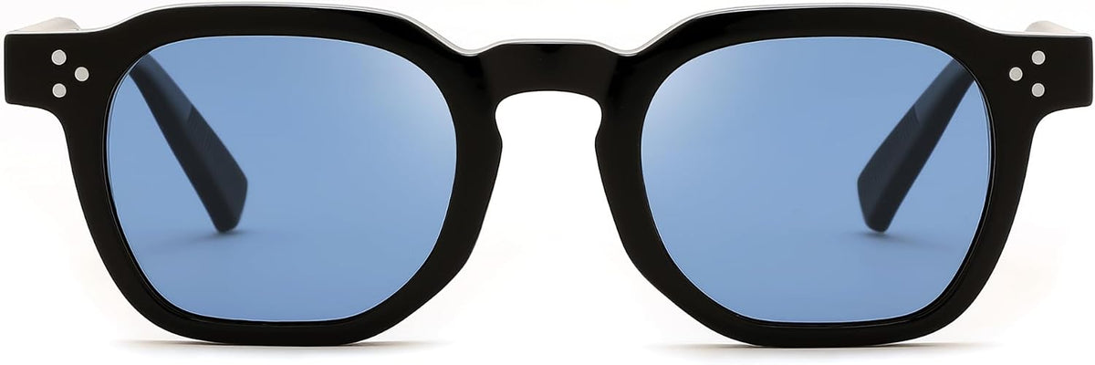 Black Frame Blue Lens / 45 Millimeters | B0H83DD892 | FEISEDY Retro Thick Polarized Square Sunglasses for Women Men B0458