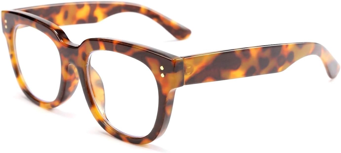 Leopard / 1.75 x | B08621GY2M | FEISEDY Retro Square Thick Big Frame Blue Light Blocking Reading Glasses Anti Glare Digital Eyestrain Reader B2523