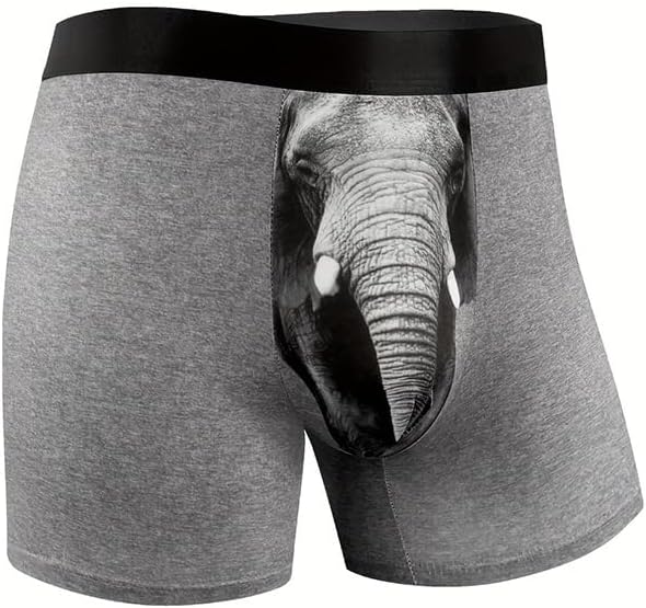商品图片 3 | B0H2Y4NY8R | Men's Funny Elephant Trunk Boxer Briefs, Novelty Hilarious Underwear for Men, Gag Gift Christmas Underwear Flyless