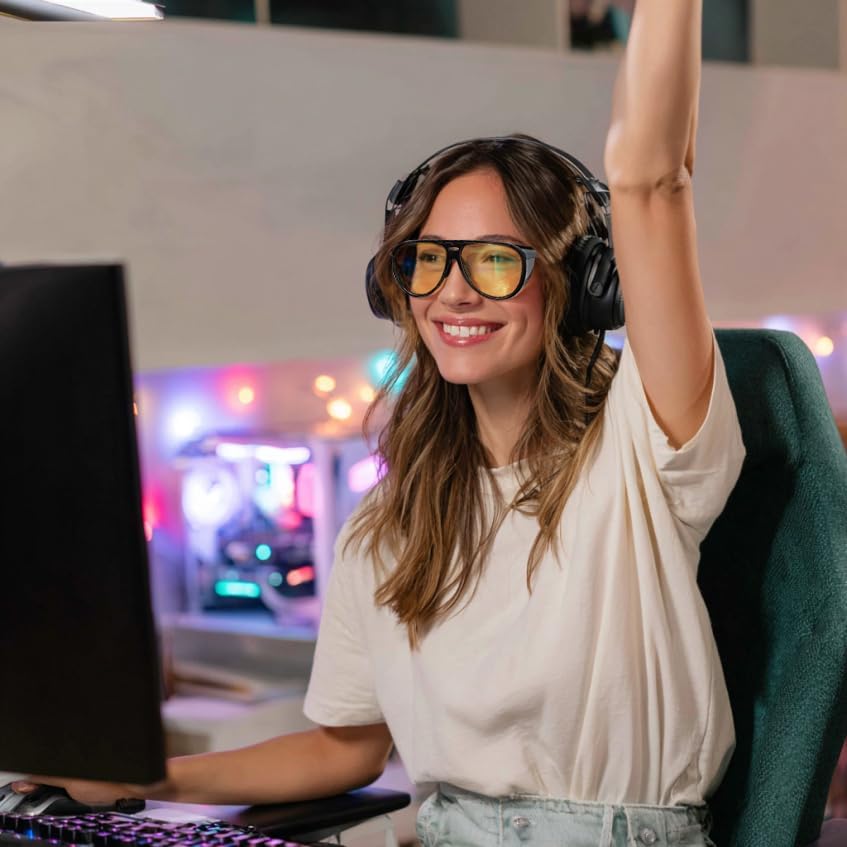 ÉÌƷͼƬ 10 | B0FCFQMV1Z | FEISEDY Yellow Lens Gaming Glasses Blue Light Glasses for Woman Men Computer Gamer Eyeglasses Anti Eyestrain Glare G0095