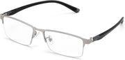 Gun Grey Frame / Rectangular / 1.0 x | B0HBWQ995L | FEISEDY Rectangle Blue Light Blocking Reading Glasses Half Frame B0462