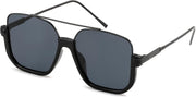 Black Frame & Solid Grey Lens / 57 Millimeters | B0GXXKQH8L | FEISEDY Retro Square Aviator Sunglasses for Women Men Y2K Oversized B0432