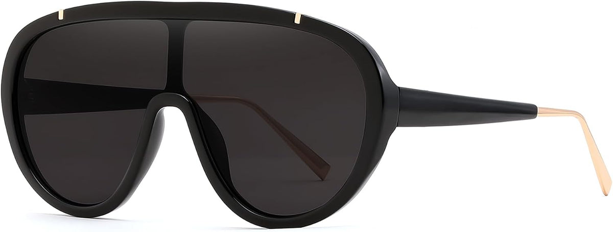 Black Mirrored / 65 Millimeters | B085PYQ2L9 | FEISEDY Retro Oversized Sunglasses Women Men One Piece Frame B2580