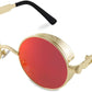 Gold/Red Mirrored / 1.9 Inches | B09LV9FNDP | FEISEDY Retro Gothic Steampunk Sunglasses For Men Women