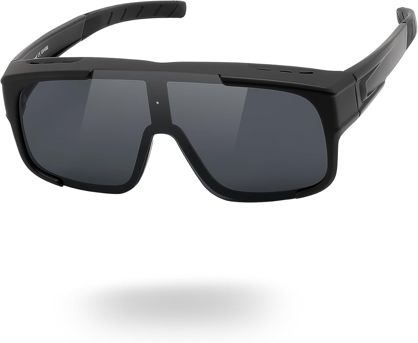 02 Black Frame/Dark Grey Lens / Large | B0FY37CX2V | FEISEDY Polarized Fit Over Glasses Sunglasses for Men Women, Sports Wrap Around for Driving Cycling Fishing B0315