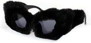 Black / 70 Millimeters | B09PN7MFF3 | FEISEDY Sunglasses Women Plush Fuzzy Soft Velvet Party Masquerade B2877