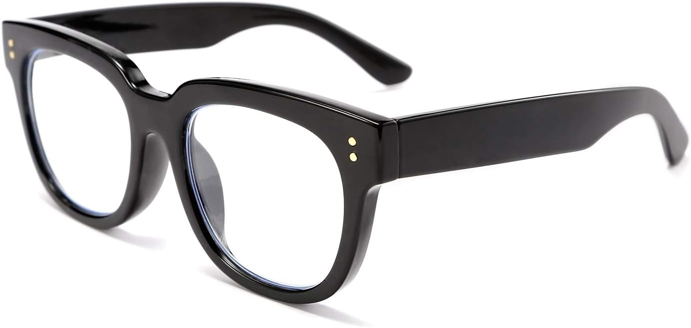Black / 2.5 x | B07ZVTMBC2 | FEISEDY Retro Square Thick Big Frame Blue Light Blocking Reading Glasses Anti Glare Digital Eyestrain Reader B2523