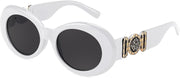 White-gold / 51 Millimeters | B0CCVFFBQH | FEISEDY Retro Oval Sunglasses Women Mens 90s Vintage Small Round shades Clout Goggles B2969