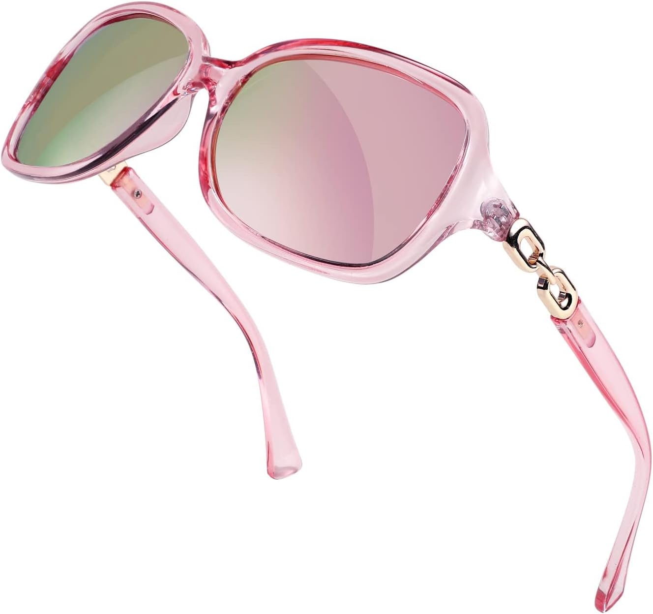 Clear Pink Frame Pink Mirrored Lenses / 56 Millimeters | B08LPZDDKZ | FEISEDY Womens Polarized Sunglasses Square Wraparound Shades UV400 Mirrored Trendy Sun Glasses for Women B2526