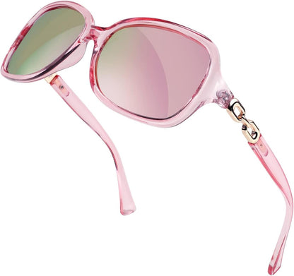 Clear Pink Frame Pink Mirrored Lenses / 56 Millimeters | B08LPZDDKZ | FEISEDY Womens Polarized Sunglasses Square Wraparound Shades UV400 Mirrored Trendy Sun Glasses for Women B2526