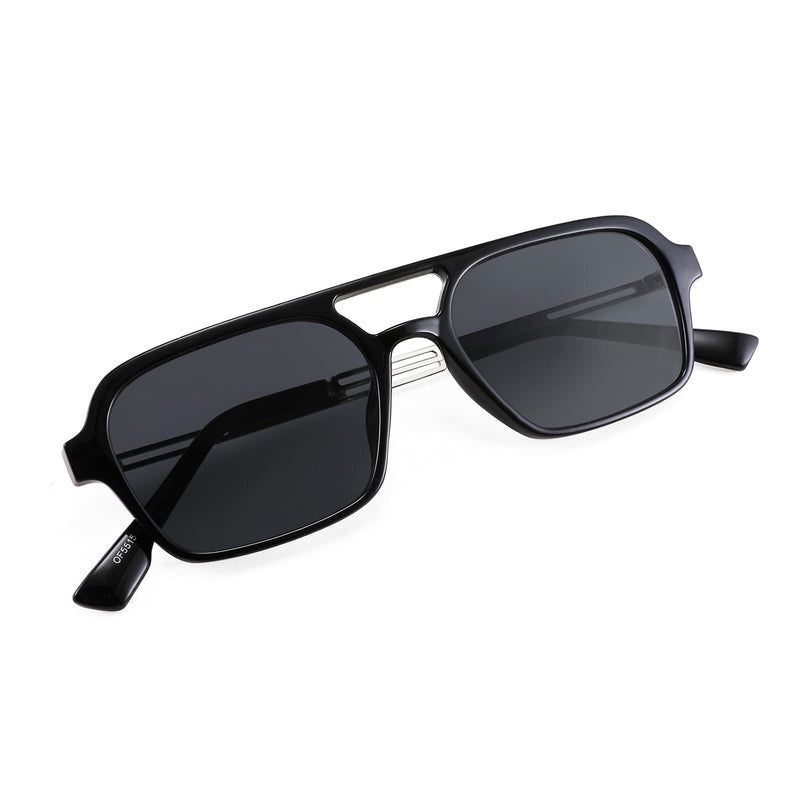 FEISEDY Vintage Square 70s Flat Aviator Sunglasses Women Men Metal Design Shades B2752