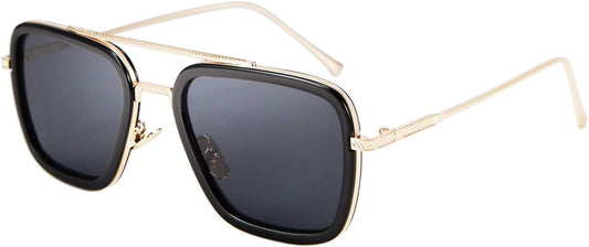 Black-gold / 54 Millimeters | B07V6HP3KK | FEISEDY Retro Aviator 70s Pilot Sunglasses Men Trendy Women Square Sun Glasses Driving Outdoors B2510