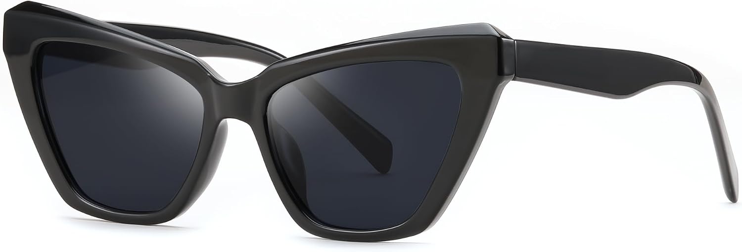 Black / 54 Millimeters | B0CYZ4QSXP | FEISEDY Retro Cat Eye Sunglasses for Women UV400 Protection Small Vintage Chic Shades B0132