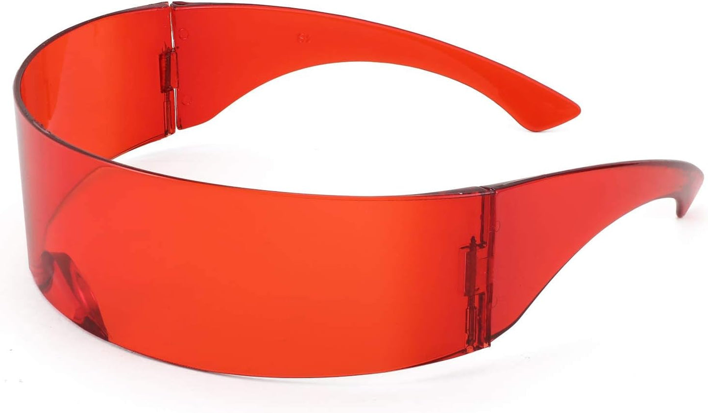 Red / 70 Millimeters | B08THXCP95 | FEISEDY 80s Futuristic Cyclops Cyber Visor Sunglasses Men Women Punk Style Cosplay B2740