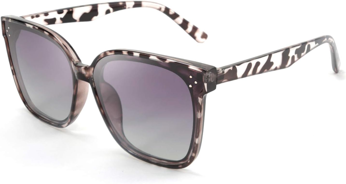 Clear Grey Leopard / 63 Millimeters | B08CTXXRRT | FEISEDY Oversized Polarized Sunglasses - UV400 Protection, Square Fashion Sun Glasses for Outdoor & Daily B2600