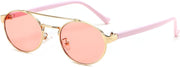 Pink/Pink / 52 Millimeters | B0DRYKFFQZ | FEISEDY Classic Trendy Oval Sunglasses Women Men Cute Small Shade Metal Frame Sunnies B0264
