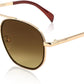 Golden Frame & Brown Gradient Lens / 55 Millimeters | B0B5ZSM7LX | FEISEDY Sunglasses Aviator Men Women 70s Sun Glasses Square Frame UV400 Protection B2953