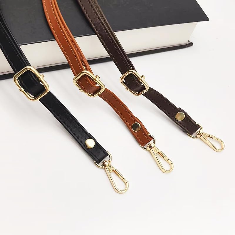 商品图片 2 | B0FN2RZSX6 | Genuine Leather Purse Strap Replacement Crossbody - Adjustable 25.6-49IN, Red Brown/Black/Khaki, Metal Clasp